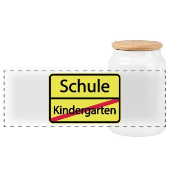 Schule Kindergarten / Einschulung / Schulkind - Panorama Keksdose mit Holzdeckel - Weiß - Vorne