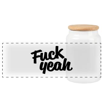 Fuck Yeah - Panorama Keksdose mit Holzdeckel - Weiß - Vorne