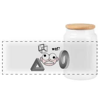 What's going on here? - Panoramic Cookie Jar with Wooden Lid - white - Front