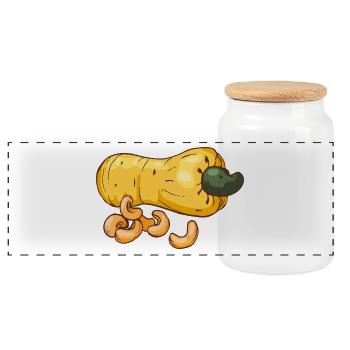 Cashew Cashewbaum Kaschubaum Acajoubaum Nierenbaum - Panorama Keksdose mit Holzdeckel - Weiß - Vorne