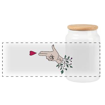 Dear shot - Panoramic Cookie Jar with Wooden Lid - white - Front