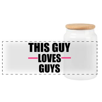 gay pride - Panoramic Cookie Jar with Wooden Lid - white - Front