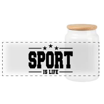 sport is life 1 - Boîte à biscuits avec couvercle en bois - blanc - Devant
