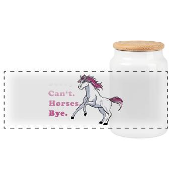 Sorry Can't Horses Bye Horse Fan Gift Idea - Panoramic Cookie Jar with Wooden Lid - white - Front