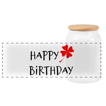 JAHRESTAG. ALLES GUTE ZUM GEBURTSTAG!. ALLES GUTE ZUM GEBURTSTAG!. - Panorama Keksdose mit Holzdeckel - Weiß - Vorne