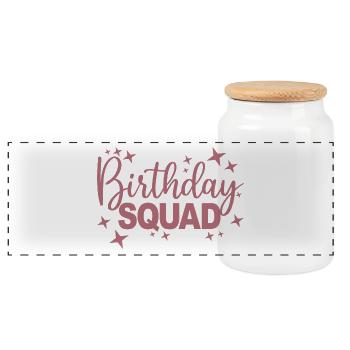 Birthday Squad Matching Gruppe Geburtstagsfeier Geschenk - Panorama Keksdose mit Holzdeckel - Weiß - Vorne