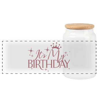 It's My Birthday Cool Birthday Party Geschenk & Outfit - Panorama Keksdose mit Holzdeckel - Weiß - Vorne