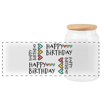 JAHRESTAG. ALLES GUTE ZUM GEBURTSTAG!. ALLES GUTE ZUM GEBURTSTAG!. - Panorama Keksdose mit Holzdeckel - Weiß - Vorne