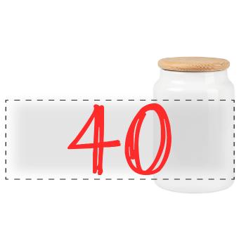 40 YEARS. 40th ANNIVERSARY. BIRTHDAY 40 YEARS. 40 - Panoramic Cookie Jar with Wooden Lid - white - Front