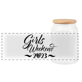 Girls Weekend 2023 Cute Girls Party Trip Vacances - Boîte à biscuits avec couvercle en bois - blanc - Devant