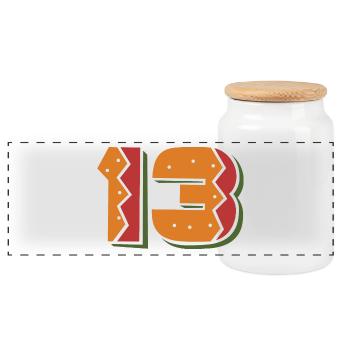 Burger Nummer 13 - 13 Jahre alt Geschenk zum 13. Geburtstag - Panorama Keksdose mit Holzdeckel - Weiß - Vorne