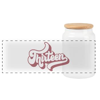 Cute 13th Birthday Gift 13 Years Old - Thirteen - Panoramic Cookie Jar with Wooden Lid - white - Front