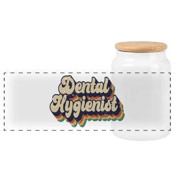 Rétro Hygiéniste dentaire Est. 2023 Dentiste diplômé - Boîte à biscuits avec couvercle en bois - blanc - Devant