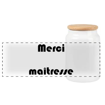 MERCI. MAÎTRESSE. MAÎTRE. MERCI MAÎTRESSE - Boîte à biscuits avec couvercle en bois - blanc - Devant