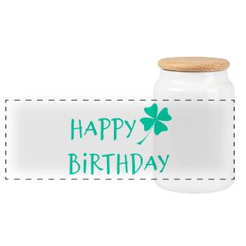 JOYEUX ANNIVERSAIRE. HAPPY BIRTHDAY. ANNIVERSAIRE. - Boîte à biscuits avec couvercle en bois - blanc - Devant