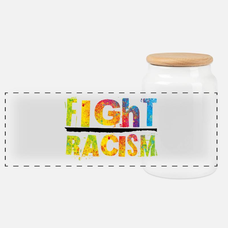 Lutter contre le racisme - Boîte à biscuits avec couvercle en bois - blanc