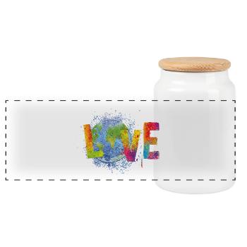 I love my planet - Panorama Keksdose mit Holzdeckel - Weiß - Vorne