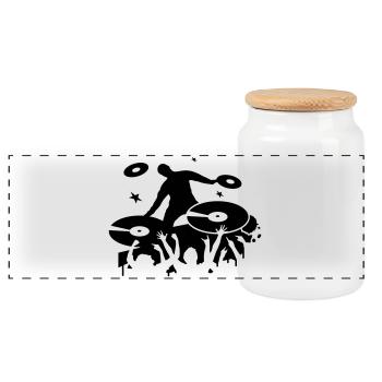 DJ fait partie - Boîte à biscuits avec couvercle en bois - blanc - Devant