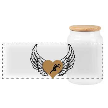 Jogger heart wings - Panoramic Cookie Jar with Wooden Lid - white - Front