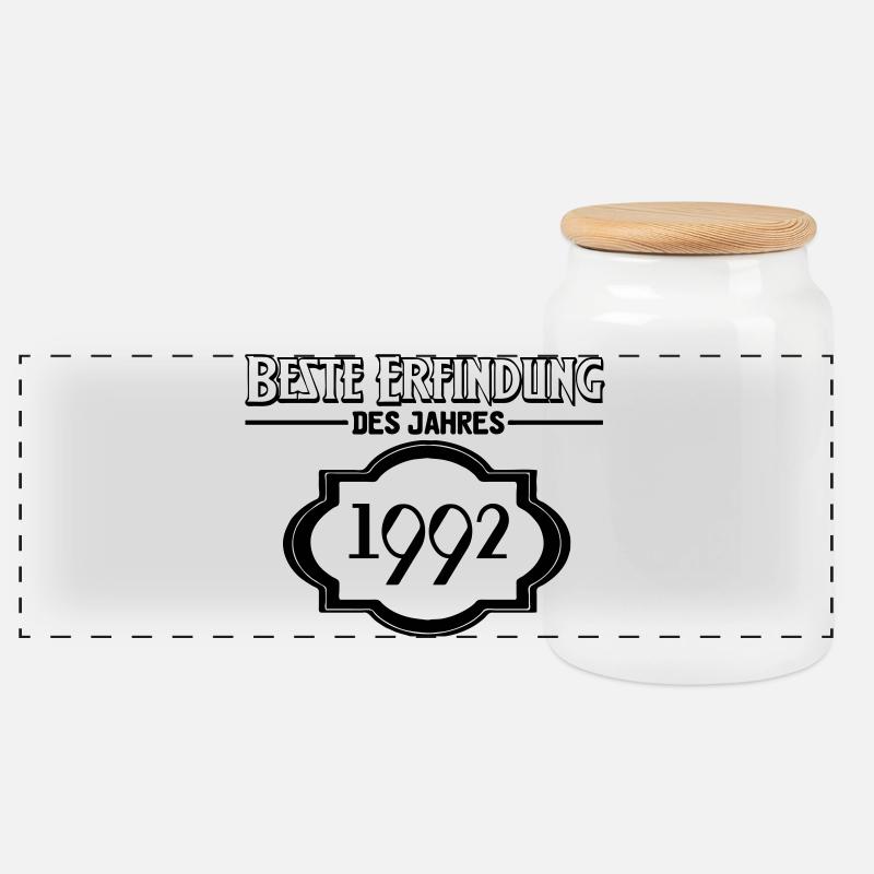 Beste Erfindung des Jahres 1992 Geschenk - Panorama Keksdose mit Holzdeckel - Weiß