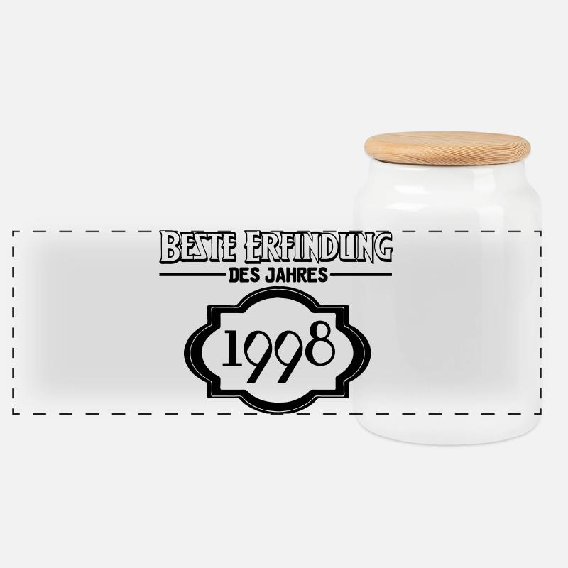 Beste Erfindung des Jahres 1998 Geschenk - Panorama Keksdose mit Holzdeckel - Weiß