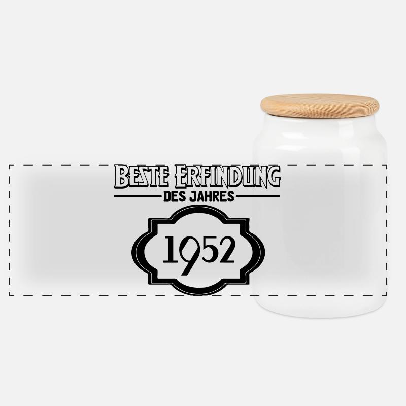 Beste Erfindung des Jahres 1952 Geschenk - Panorama Keksdose mit Holzdeckel - Weiß
