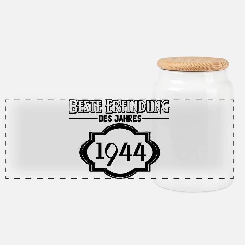 Beste Erfindung des Jahres 1944 Geschenk - Panorama Keksdose mit Holzdeckel - Weiß