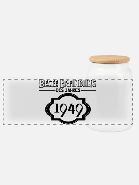 Beste Erfindung des Jahres 1949 Geschenk - Panorama Keksdose mit Holzdeckel - Weiß