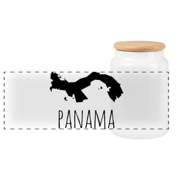 panama - Panoramic Cookie Jar with Wooden Lid - white - Front