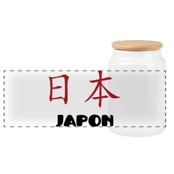 Japon - Boîte à biscuits avec couvercle en bois - blanc - Devant