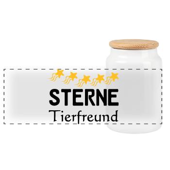 Sterne Tierfreund Geschenk - Panorama Keksdose mit Holzdeckel - Weiß - Vorne