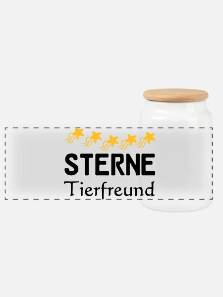 Sterne Tierfreund Geschenk - Panorama Keksdose mit Holzdeckel - Weiß