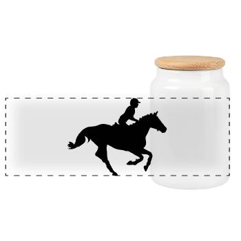 Horse sport - Panoramic Cookie Jar with Wooden Lid - white - Front