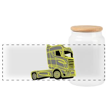 V8 Super R1000 Vabis Truck - Panoramic Cookie Jar with Wooden Lid - white - Front