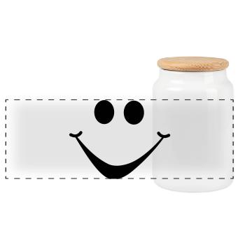 smiley1 - Panorama Keksdose mit Holzdeckel - Weiß - Vorne