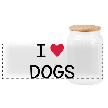 J'adore les chiens I Idée cadeau - Boîte à biscuits avec couvercle en bois - blanc - Devant
