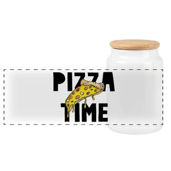 Pizza Time - Panoramic Cookie Jar with Wooden Lid - white - Front