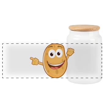Potato - Panoramic Cookie Jar with Wooden Lid - white - Front