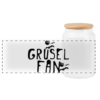 Grusel Fan Halloween Herbst Fun Spruch Geschenk - Panorama Keksdose mit Holzdeckel - Weiß - Vorne