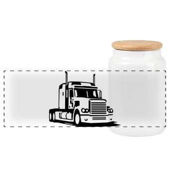Truck - Panorama Keksdose mit Holzdeckel - Weiß - Vorne