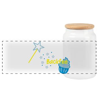 Cupcaki Backfee - Panorama Keksdose mit Holzdeckel - Weiß - Vorne