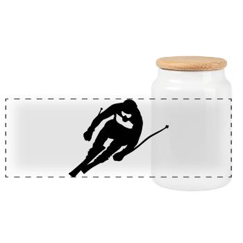 ski_6 - Boîte à biscuits avec couvercle en bois - blanc - Devant