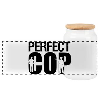 Perfect Cop Polizei Polizist Beruf Spruch Geschenk - Panorama Keksdose mit Holzdeckel - Weiß - Vorne