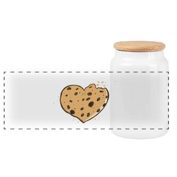 Herz Keks I Valentinstag I Cookie Love Geschenk - Panorama Keksdose mit Holzdeckel - Weiß - Vorne