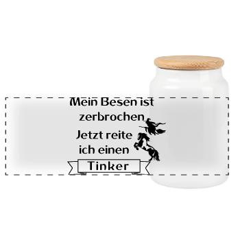 Mein Besen ist zerbrochen - Tinker - Panorama Keksdose mit Holzdeckel - Weiß - Vorne
