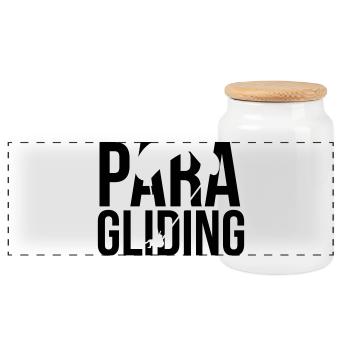 paragliding Gleitschirmfliegen - Panorama Keksdose mit Holzdeckel - Weiß - Vorne