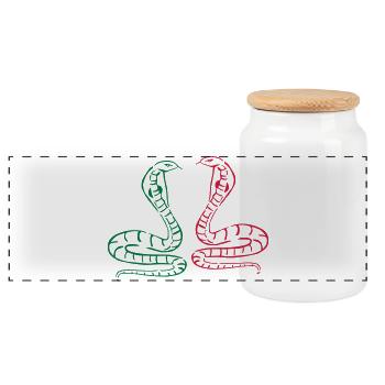 serpent - Boîte à biscuits avec couvercle en bois - blanc - Devant