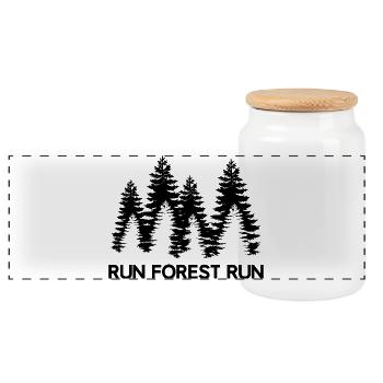 Lauf, Forest, lauf - Panorama Keksdose mit Holzdeckel - Weiß - Vorne