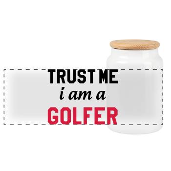 Golf - Panorama Keksdose mit Holzdeckel - Weiß - Vorne