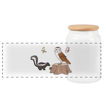 Skunk und Eule.png - Panorama Keksdose mit Holzdeckel - Weiß - Vorne